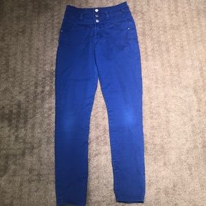 high waisted blue jeggings